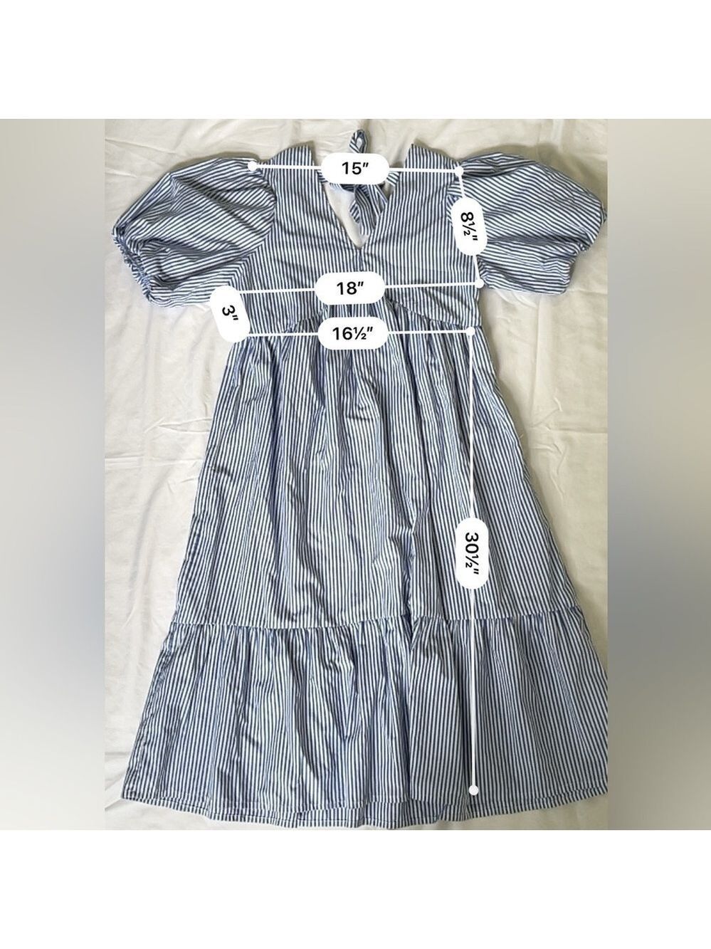 Influence Tie Neck Puff Sleeve Midi Dress. Size 12 - Picture 4 of 8